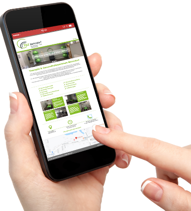 Physiotherapie TGZ Benndorf Kontakt – Website auf dem Smartphone